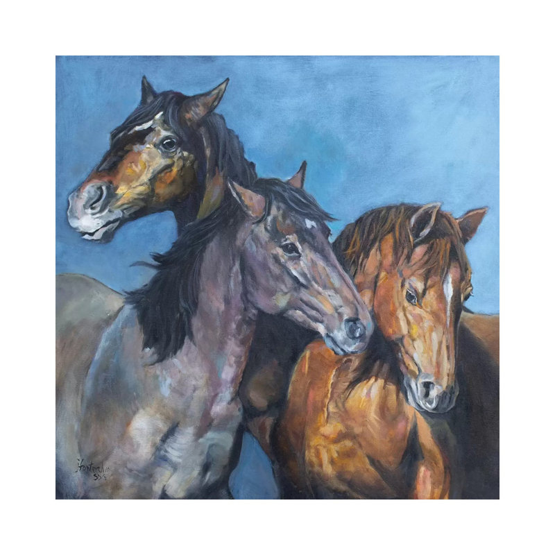 Tres Amigos by Jan Perley - Painting on Canvas, Wrapped Canvas, 45.72 cm H x 45.72 cm W x 1.91 cm D