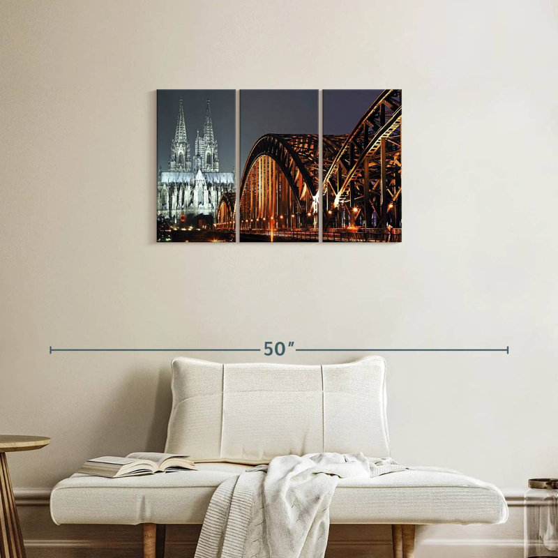 Pont vers la cathédrale de Cologne, H 20 po x l 33 po