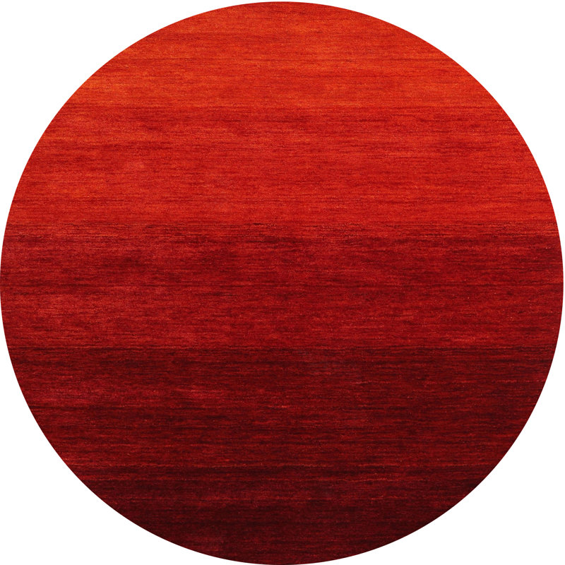 Tapis décoratif rouge contemporain hanrietta, Rond 7 pi