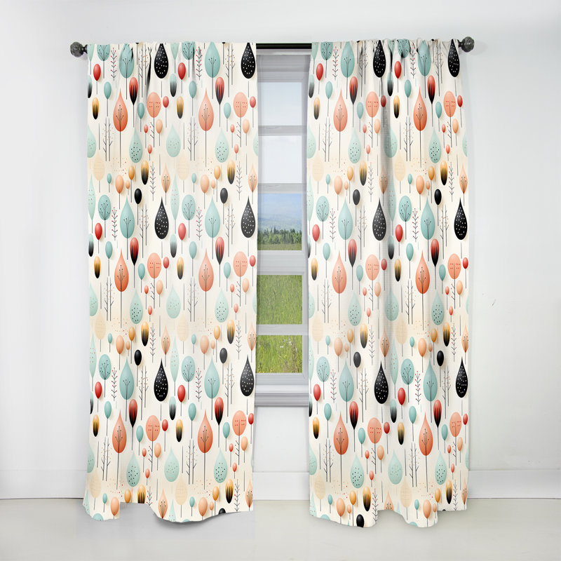 Rideau obscurcissant géométrique pastel scandinave pastel II - 1 panneaux, L 52 po x L 84 po