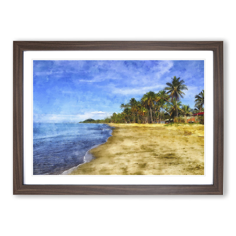 Palm Tree Beach Vol.1 - Framed Print, Walnut Framed, 27cm H x 36cm W x 2cm D