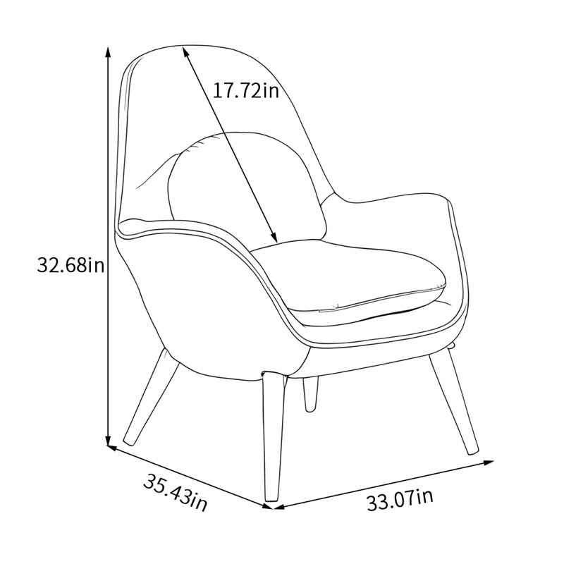 Soft Fabric  Back Chair, Blue Flannel