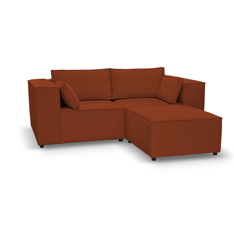 Natan 3 Seater Corner Sofa , Red/Orange