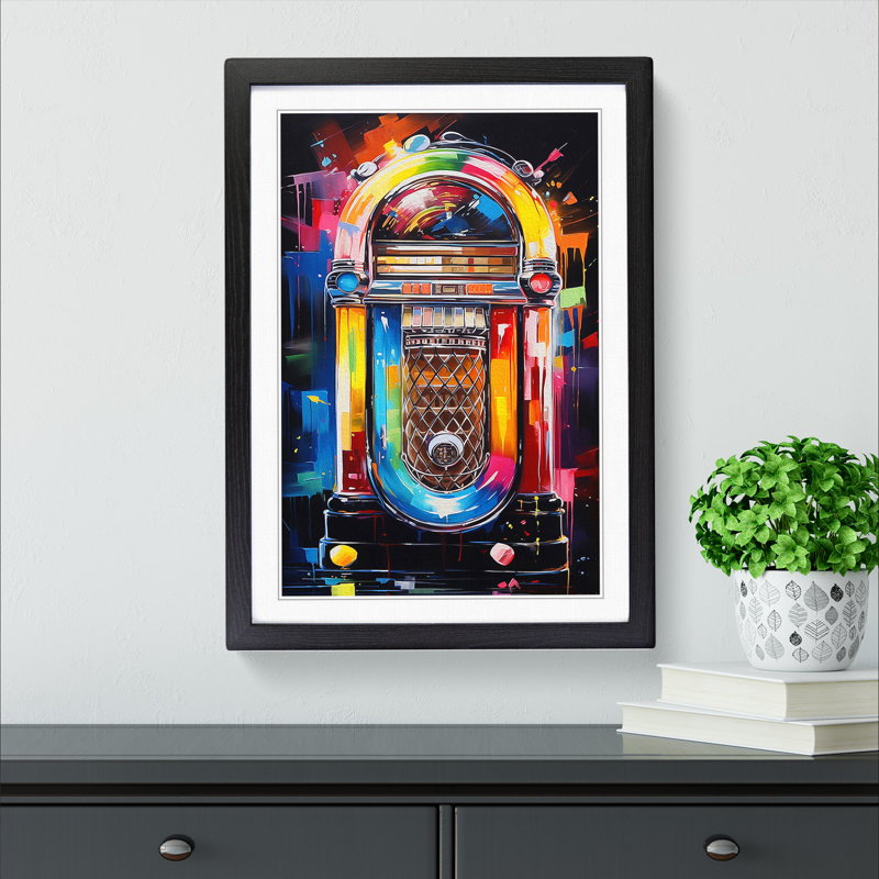 Jukebox Abstract Framed Print, 64cm H x 46cm W x 2cm D, Black Framed