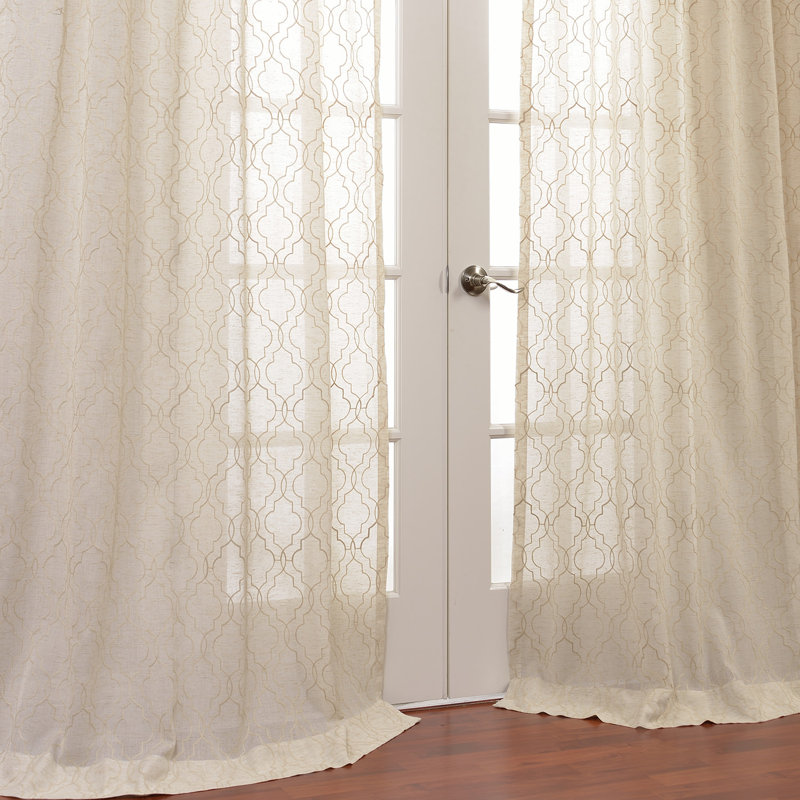 Kelita Linen Blend Sheer Curtain Single Panel, Natural, 50"W x 120"L