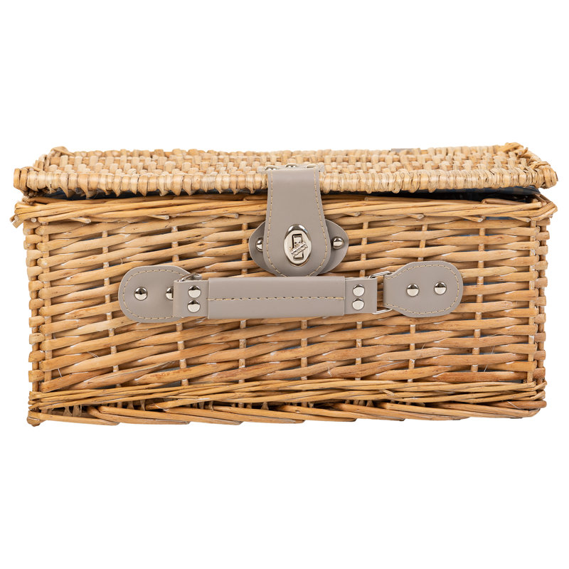 BROWN PICNIC BASKET 4 SERVES, Beige/Grey