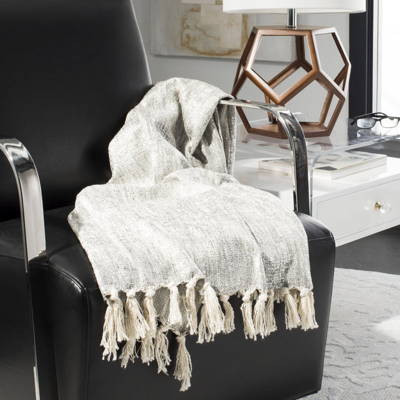 Jacqui 70" Gray and Silver Reversible Cotton Throw
