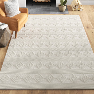 Latrissa Flatweave Wool Beige Area Rug