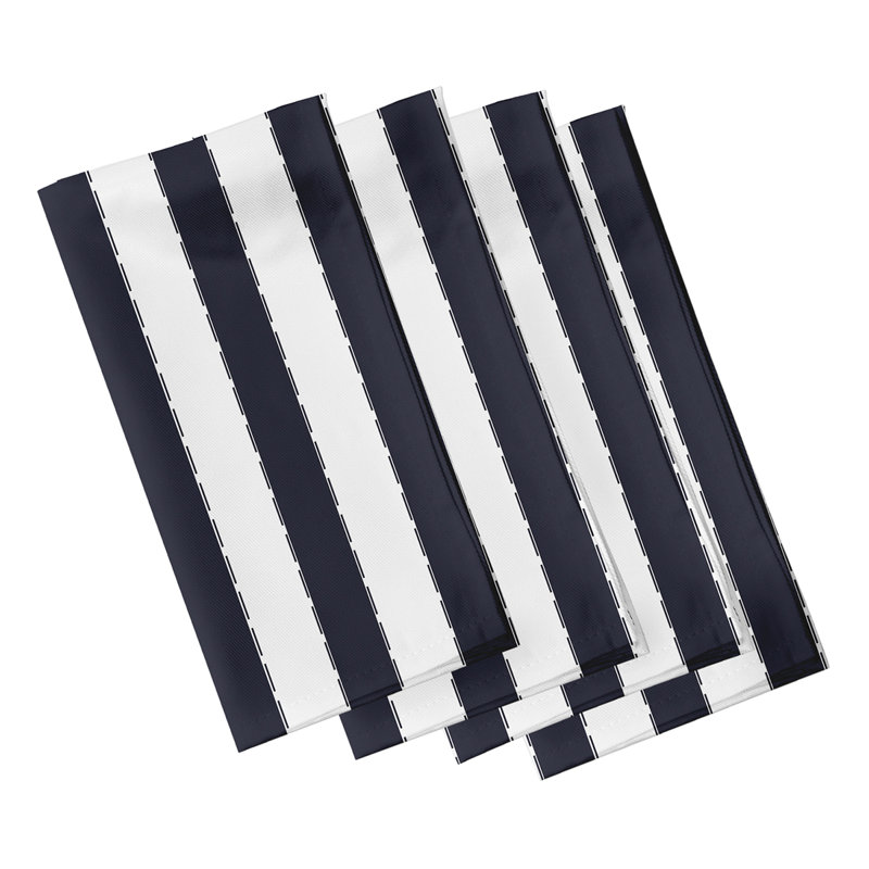 Stitch In Time Polyester Striped Square Napkin, 10" W x 10" L, Navy Blue