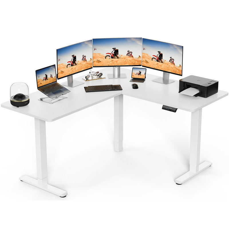 Bureau pour ordinateur en coin Kokontis, Blanc