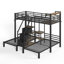Lits gain d'espace avec rangement, lit simple triple avec cadre en métal, pour maison familiale moderne-1131752421