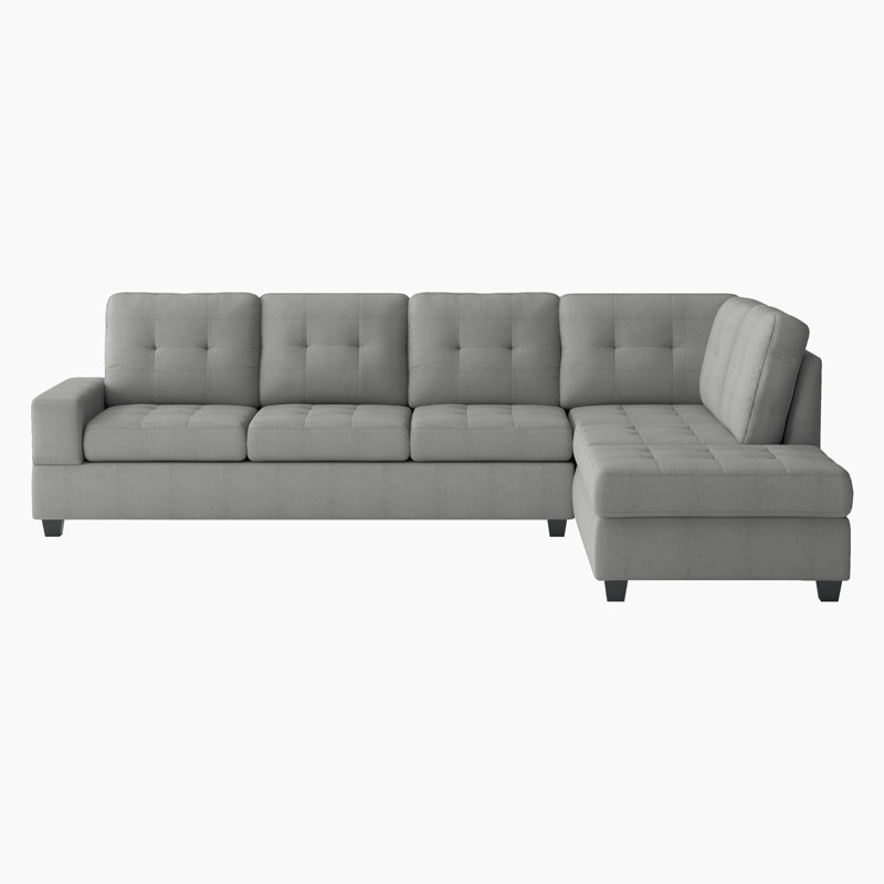 Mahni 111" Modern & Contemporary Microfiber Reversible Sectional Sofa with Versatile Reversible Configuration, Integrated Drop-Down Table with Cupholders
