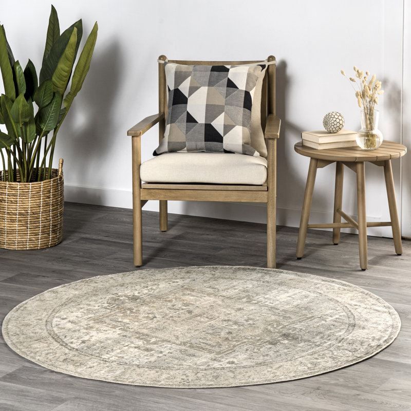 Tapis neutre / beige Wideman, Rond 8 pi