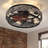17.5" Low Profile Caged Ceiling Fans with Lights and Remote,Flush Mount Ceiling Fan with Light, Bedroom Fan, Small Industrial Black Ceiling Light Fixture, Reversible(Bulbs not Included)