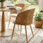 Donoho 19" Seat Height Linen Upholstered Rattan Backrest Dining Chairs with Arm