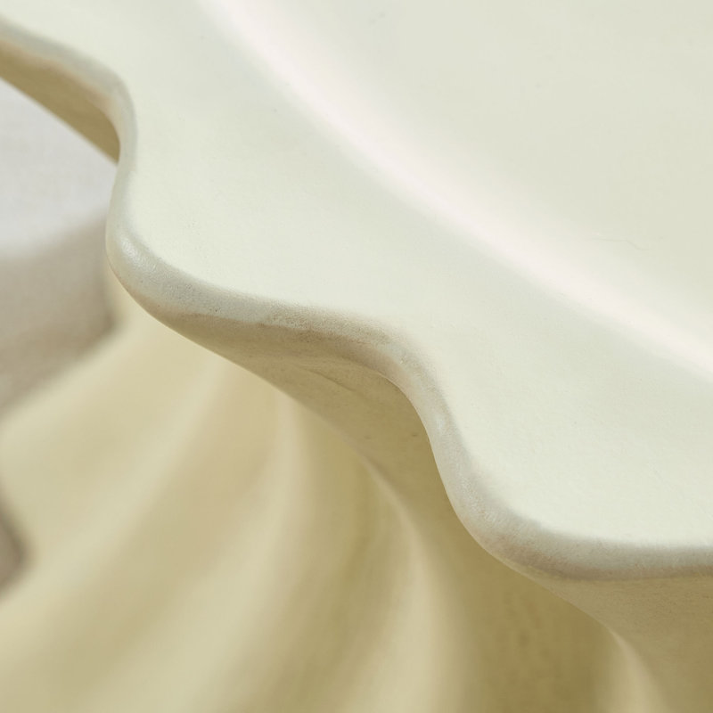 Table basse ovale en fibre de verre beige de 35 pouces pour le salon ou le bureau | Idée de cadeau