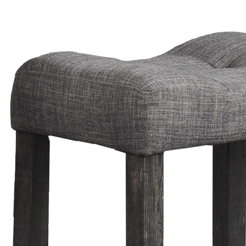Counter Height Bar Stool Of 2, Transitional Design, Charcoal Stools With Footrest And Seat, Linen - Blend Upholstered, Engineered Wood Build, Suitable For Dining Areas 2 In Style, Fabric Durability,
