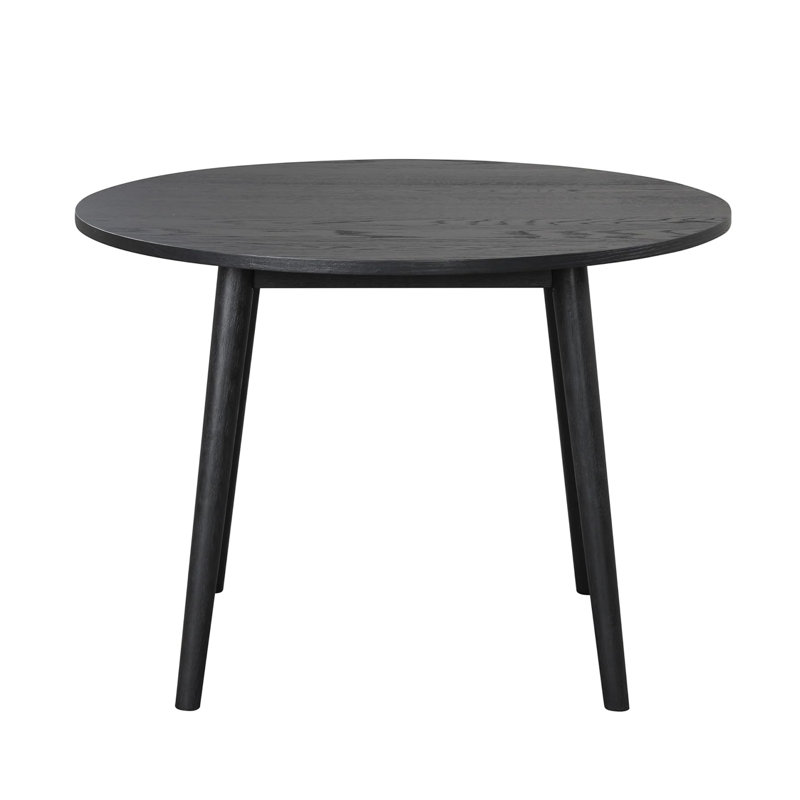 Round Wooden Dining Table With Shaker Legs In Natural Oak, Black