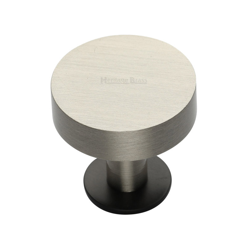 Heritage Brass Heritage Cabinet Knob Disc Design with Base, 3.2cm H x 3.8cm W x 3.8cm D, Black/Satin Nickel