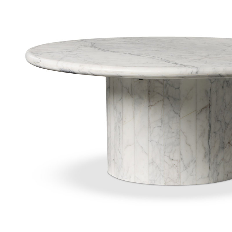 Stuart Marble Coffee Table, 15.5" H x 40.75" L x 34" W