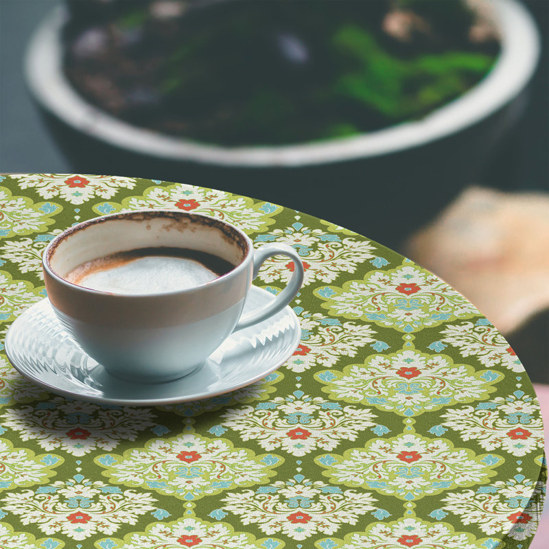 Highland Dunes Victorian Fitted Round Tablecloth Green Mint, 51.97" Round