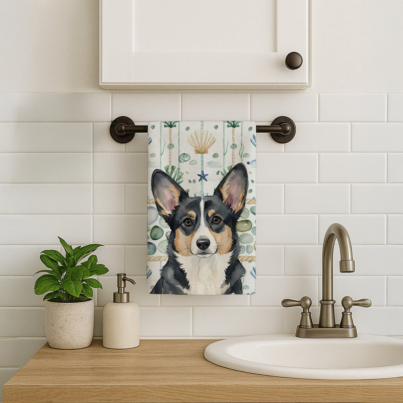 Serviette de cuisine noire et blanche Cardigan Welsh Corgi, Cardigan noir et blanc Welsh Corgi