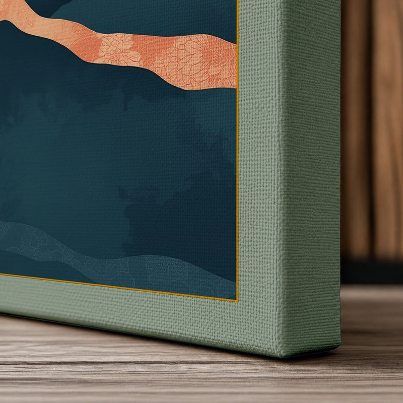 Mount Fuji in Layers Japandi - Wrapped Canvas, 36x24 - 91.4 x 61.0 cm, Sage Border