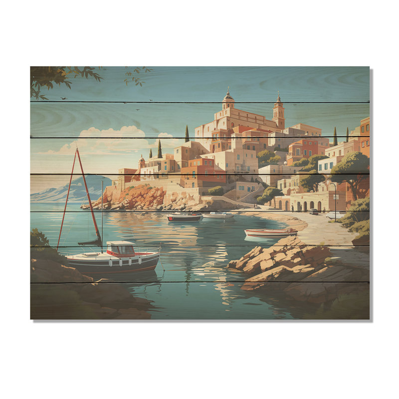 Capri, Italie, paysage côtier, rêve V - Italie, paysage sur bois, H 10 po x l 20 po
