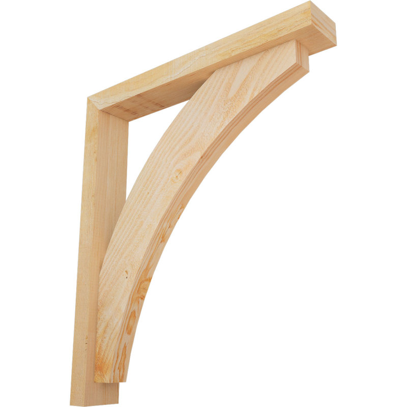 Thorton Block Bracket with Offset Brace, 30 x 26, 4"W Douglas Fir (Rough Sawn)
