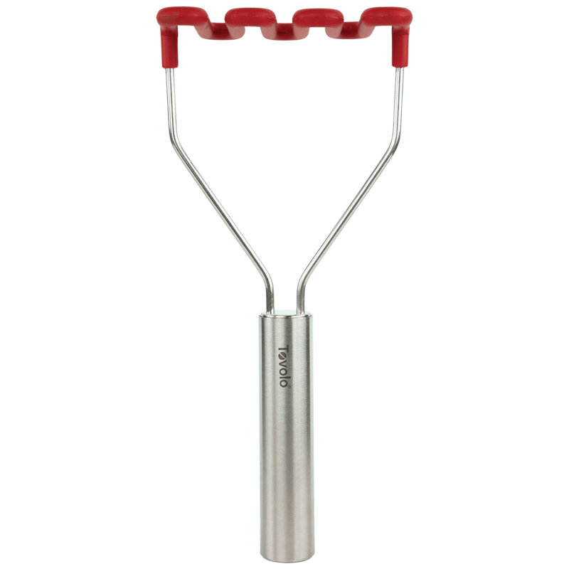 Tovolo Silicone Potato Masher with Stainless Steel Handle for Potatoes and Avocados, Cayenne, Cayenne