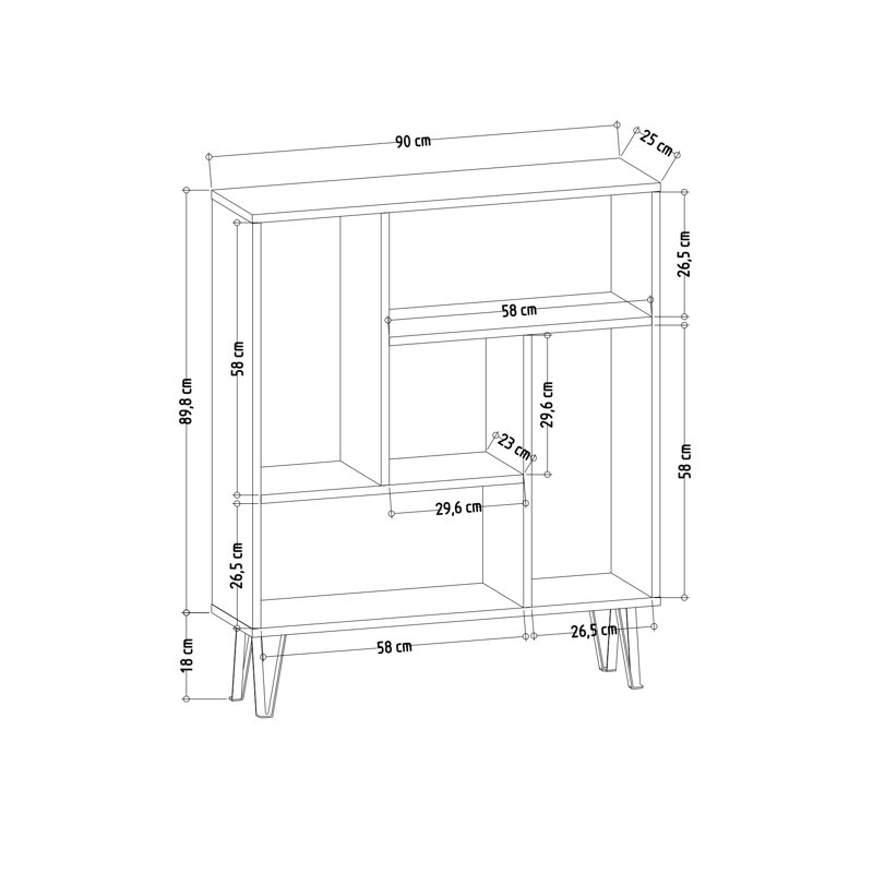 Arven 107cm H x 90cm W Standard Bookcase, Anthracite/Oak