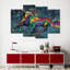 «Duo Horse Color Splash Paint», reproduction sur toile-93059023