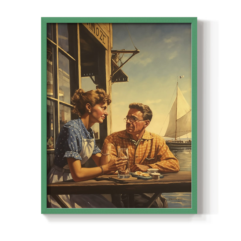 NAUTICAL Series DCXLII, reproduction encadrée - bois massif, Vert, H 11 po x l 9 po