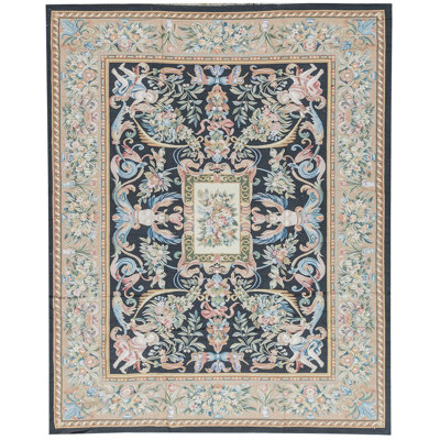Hand-Knotted High-Quality Black and Gold Area Rug