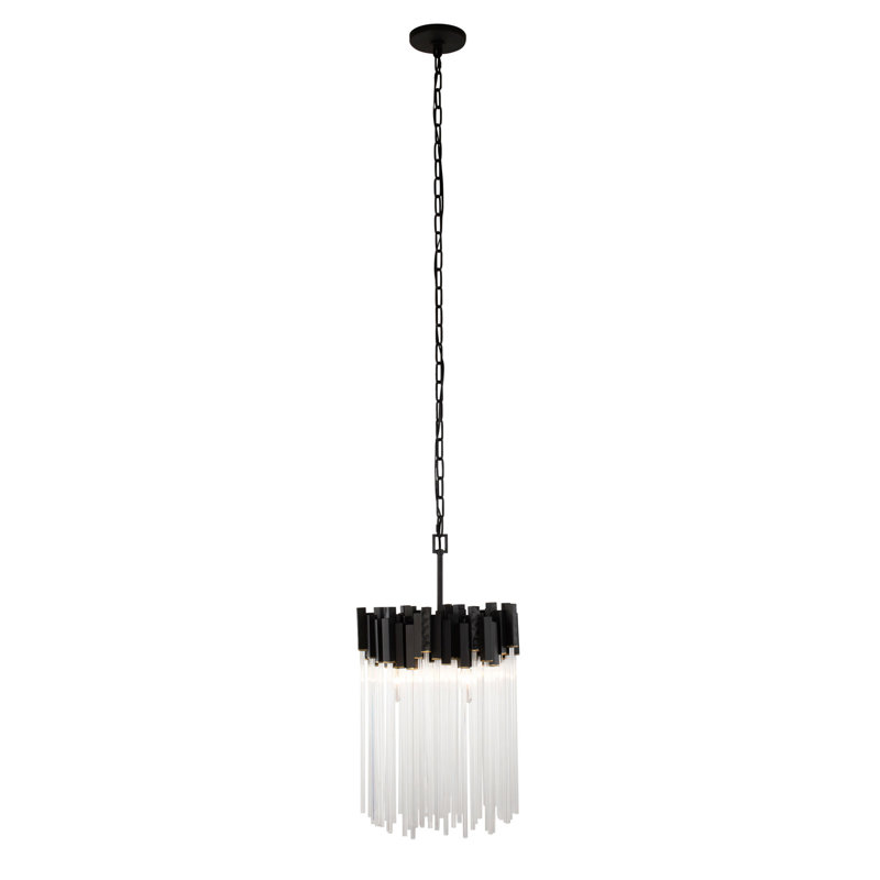 Lustre à niveaux unique et remarquable à 3 lumières Matrix, Noir mat / or français