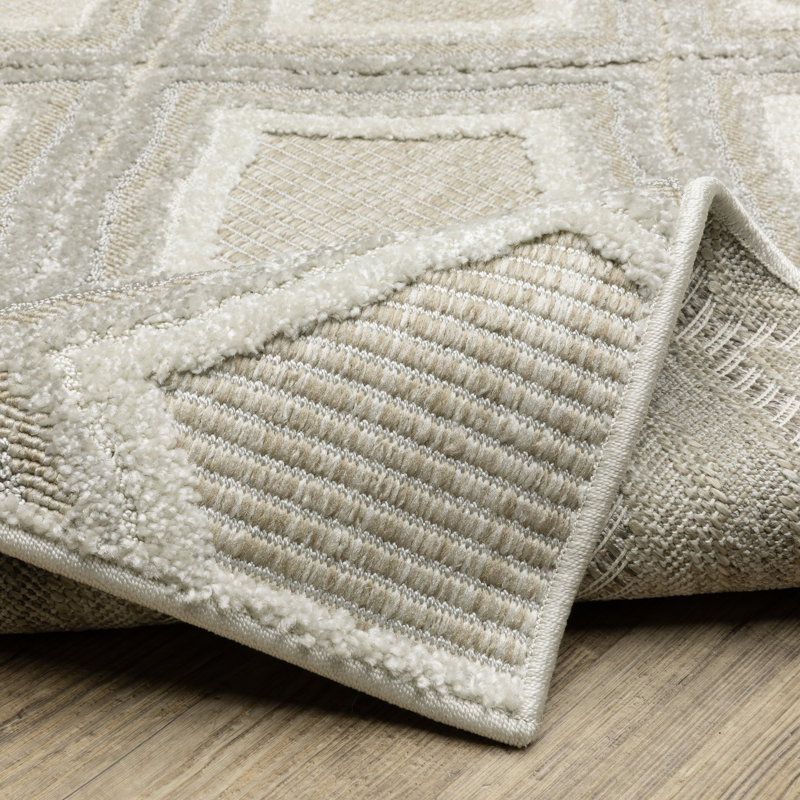 Tapis gris / beige Tomiris, Rectangle 9 pi 10 po x 12 pi 10 po