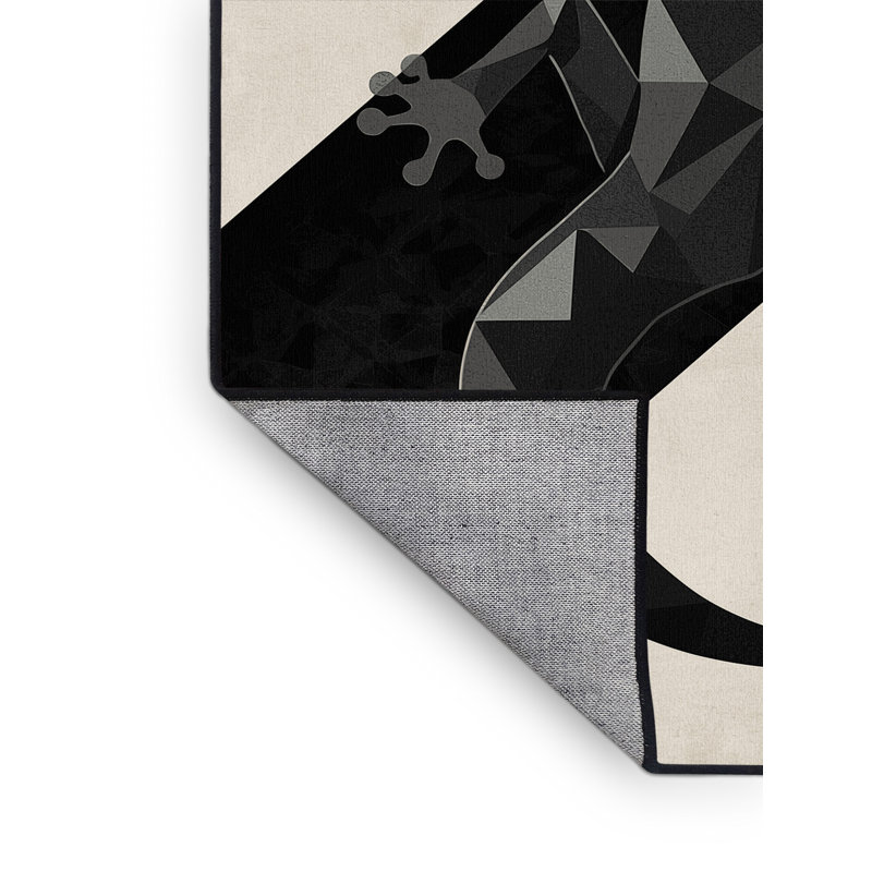 Machine Washable Peirsen Gecko Modern Geometric Rug in Beige – Black Binding, 7x10