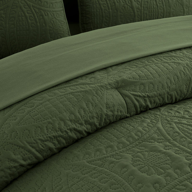 Liam Microfiber 7 Piece Bed in a Bag Comforter Set, Queen Comforter + 6 Additional Pieces, Olive Green