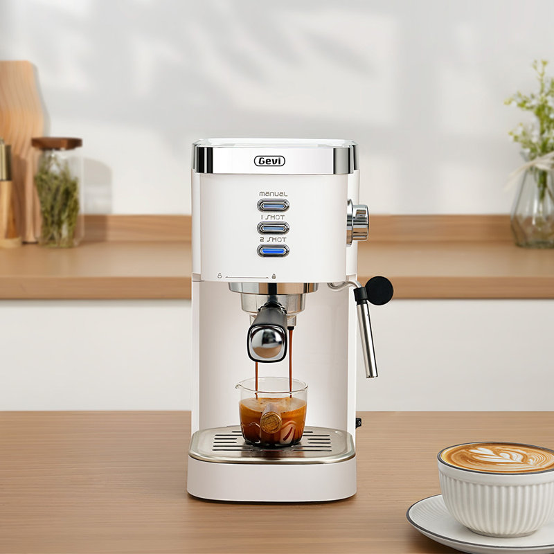 The Automatic Espresso Coffee Brewed Maker, White/Silver