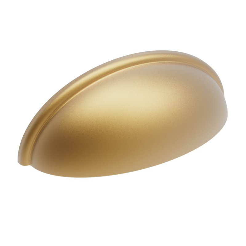 Heritage Designs Collins Cup Pull - 3" Center to Center Cabinet Pull Brushed Brass - Transitional Hardware for Drawers & Cabinets