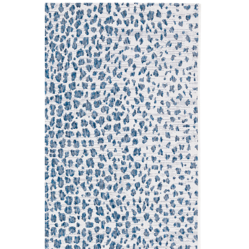 Tyron Animal Print Ivory/Navy Area Indoor/Outdoor Area Rug, Rectangle 5'3" x 7'7"