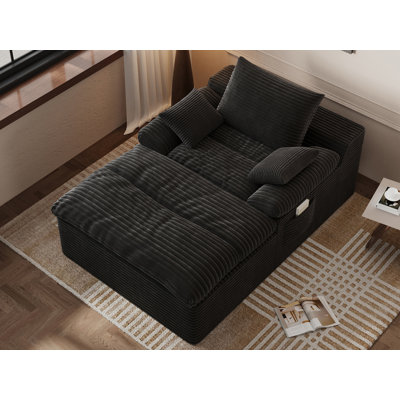 Chaise longue en velours côtelé 43 po