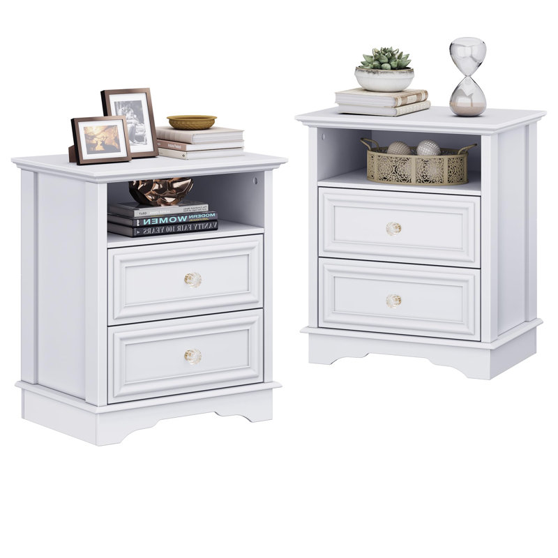 Classic Vintage 2 Drawer Nightstand, White