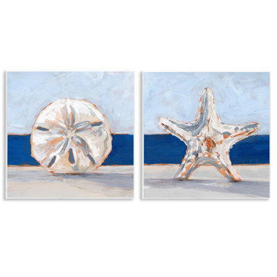 Sea Life Starfish Seashell Painting Beach Marine Animal by Ethan Harper - 2 Piece Painting Set