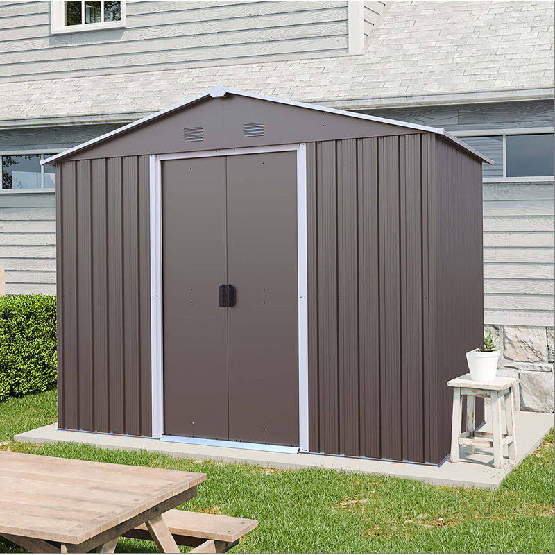 8Ft X 4Ft Outdoor Metal Storage Shed, Gray, 74.89" H x 88.98" W x 46.85" D