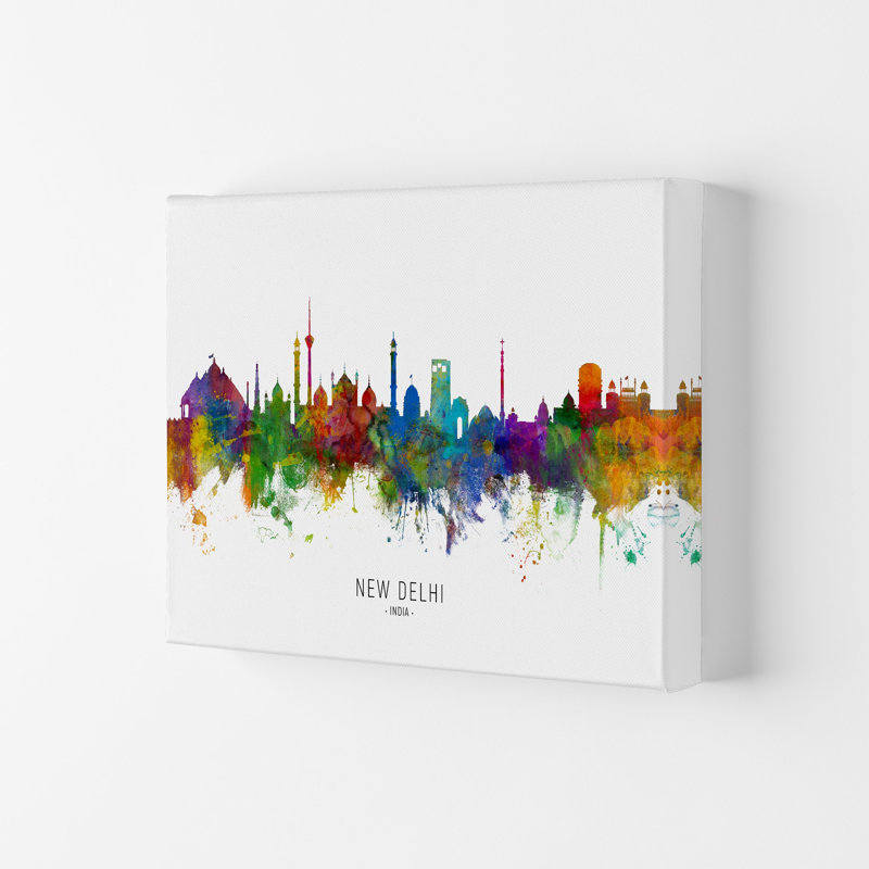 New Delhi India Skyline by Michael Tompsett - Print, 59.4cm H x 84cm W x 4cm D, Wrapped Canvas