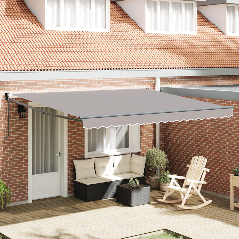 Brayden Studio Retractable Patio Awning, 400 cm W x 300 cm D, Grey/Grey