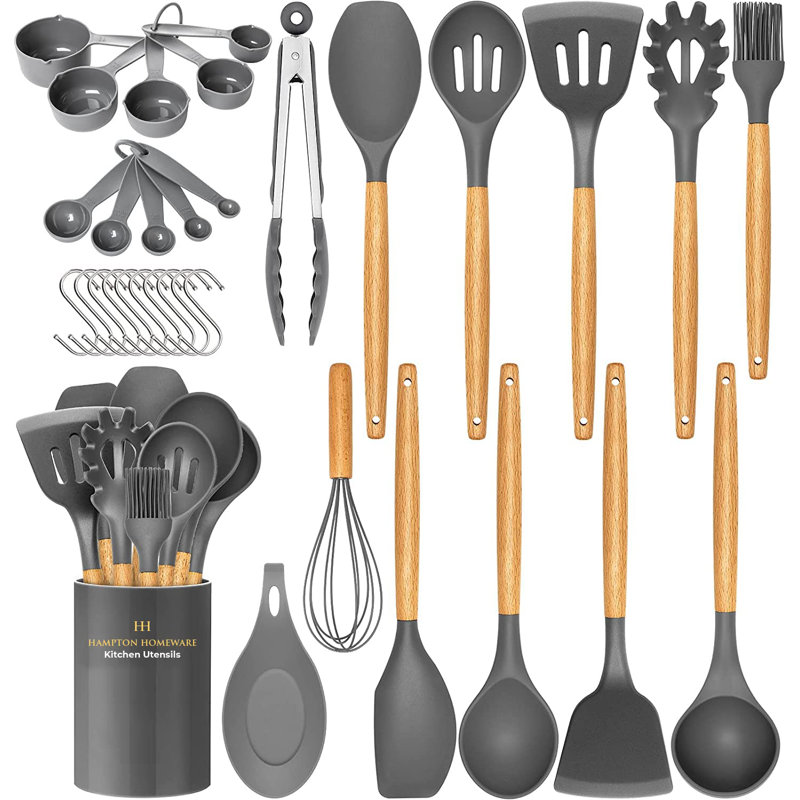Ensemble d'ustensiles en silicone Wuyi, Gris anthracite