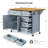 52'' Kitchen Island With Drop Leaf, Embossed Texture Kitchen Island On Wheels With Spice Rack, Towel Rack, 2 Doors And 5 Drawers, Kitchen Storage Cart With Adjustable Shelf For Kitchen-1464122400
