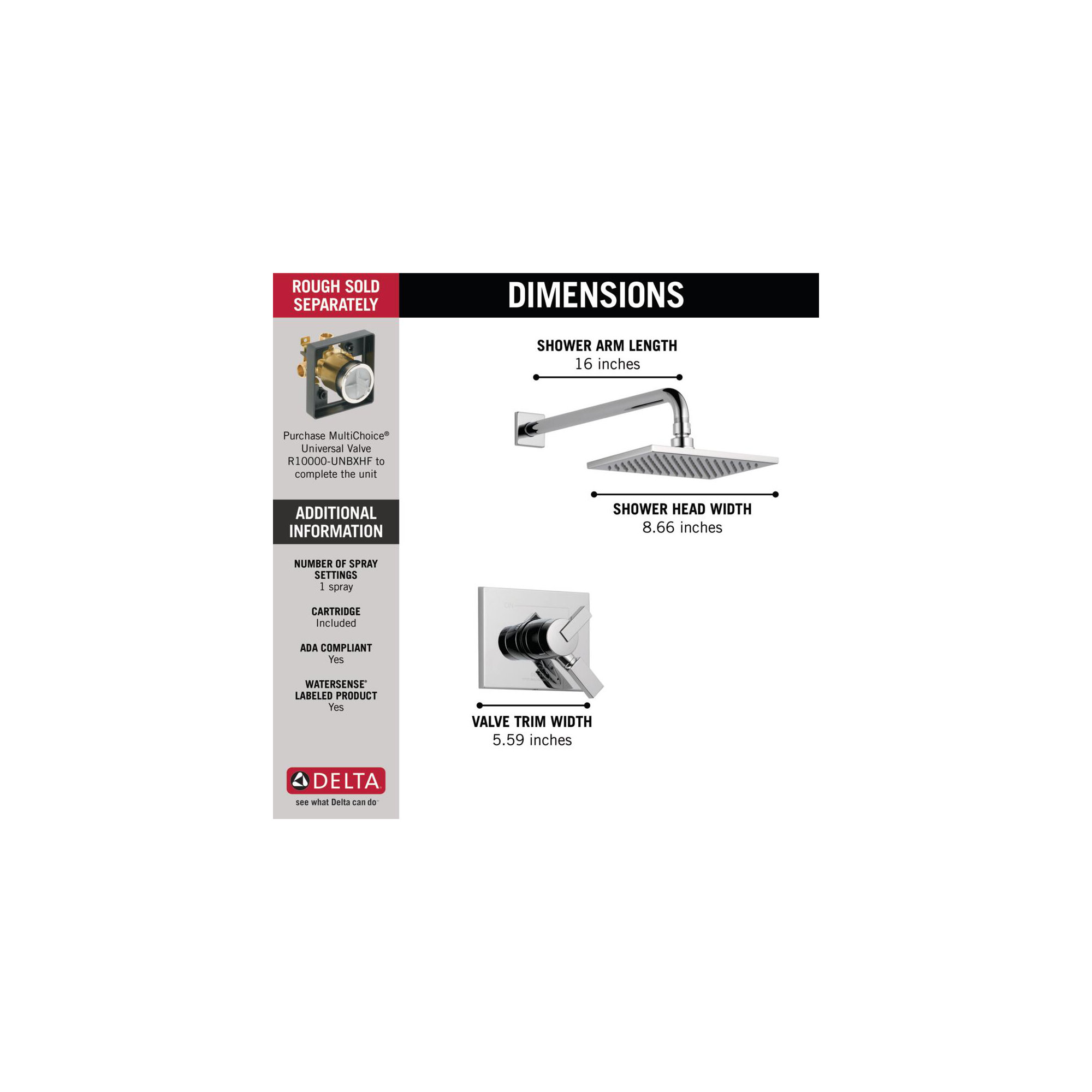 Vero 17 Series Shower Faucet with Monitor, Chrome